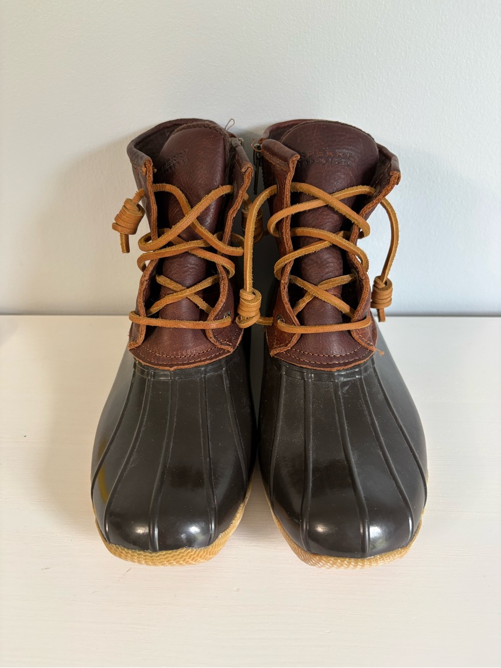 Sperry Top-Sider Saltwater Duck Boots Brown Size 7 Waterproof Leather Rain Boot - Picture 2 of 10